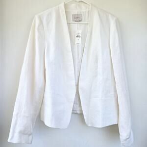 LOFT Ann Taylor NEW $118 Linen Open Front Classic Lined Blazer Women Size 14 NWT